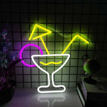 Elegant Cocktail Glass Bar Neon Sign