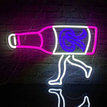 Running Beer Bottle Neon Sign