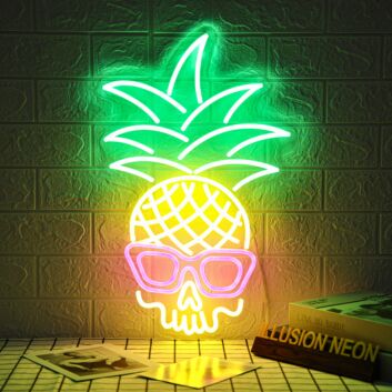 Tropical Pineapple Skull Neon Sign for Unique and Edgy Decor