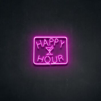 Happy Hour Neon Sign for Bars and Social Spaces