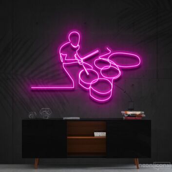 Drummer Line Art Neon Sign for Music Lovers and Artistic Decor