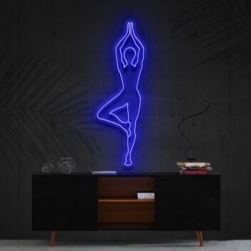 Yoga Tree Pose Neon Sign for Yoga and Relaxation Spaces