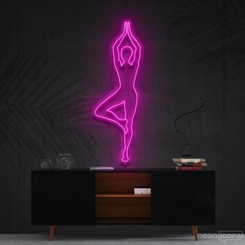 Yoga Tree Pose Neon Sign for Yoga and Relaxation Spaces