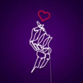 Skull Korean Finger Heart Neon Sign for Unique and Playful Decor