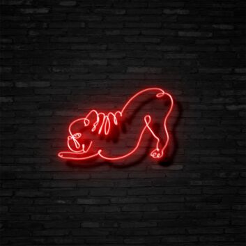 Downward Facing Frenchie Neon Sign for Yoga Studios and Pet Lovers
