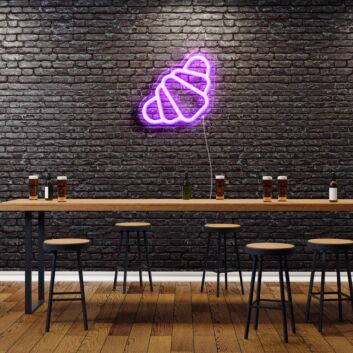 Croissant Neon Sign for Bakeries and Dining Areas