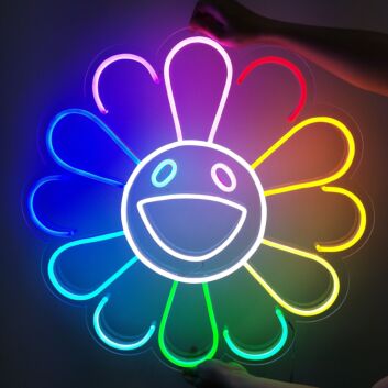 Rainbow Sunflower Wall Decor Neon Sign for Whimsical and Positive Spaces