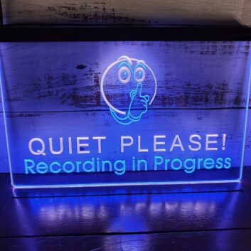 Quiet Please Recording In Progress Dual LED Neon Sign for Studios and Creative Spaces