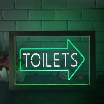 Toilets Arrow Dual LED Neon Sign for Functional and Fun Spaces