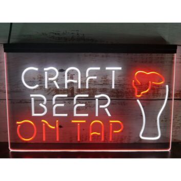 Craft Beer On Tap Dual LED Neon Sign for Bars and Social Spaces