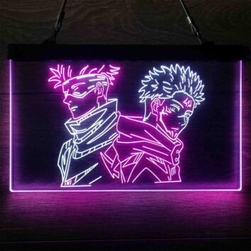 Sorcery Fight Satoru Gojo Sukuna Dual LED Neon Sign for Anime Fans