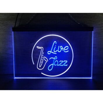 Live Jazz Music Dual LED Neon Sign for Music Lovers