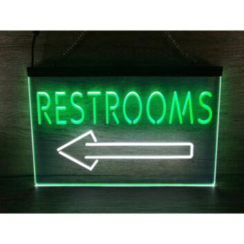 Arrow Left Toilet Dual LED Neon Sign for Functional and Informative Spaces