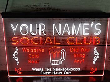 Name Personalized Custom Social Club Home Bar Beer Dual LED Neon Sign for Personalized Decor