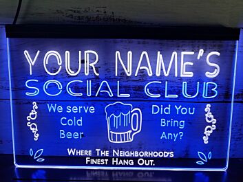 Name Personalized Custom Social Club Home Bar Beer Dual LED Neon Sign for Personalized Decor