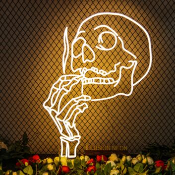 Smoking Skull Sign Neon Sign for Halloween and Edgy Themes