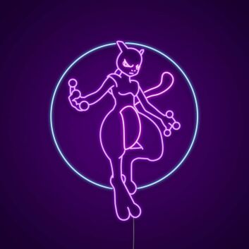 Flying Mewtwo Neon Sign for Anime Fans
