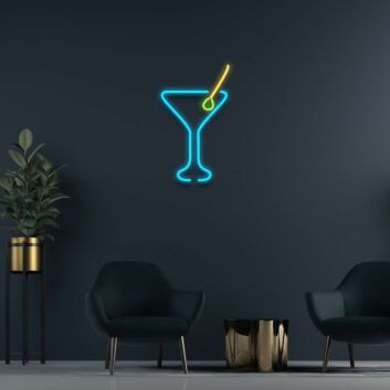 Martini Glass Neon Sign for Bars and Social Spaces
