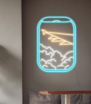 Plane Window View Neon Sign for Travel and Adventure Themes