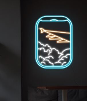 Plane Window View Neon Sign for Travel and Adventure Themes