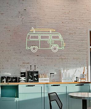 Surfer Caravan Neon Sign for Beach and Adventure Themes