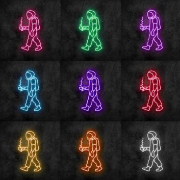 Astronaut Coffee Neon Sign for Space and Coffee Lovers