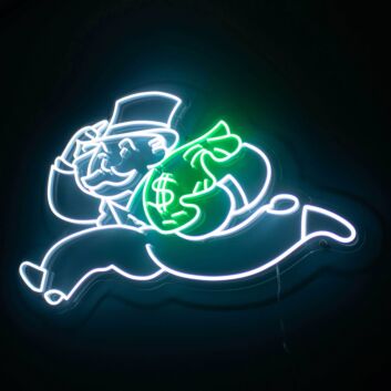 Money Man Neon Sign for Wealth and Prosperity Themes