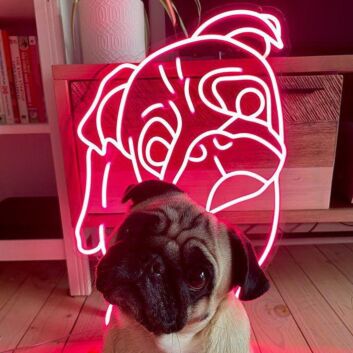 Cutie The Pug Neon Sign for Pet Lovers
