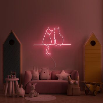 Two Cats Looking Neon Sign for Animal Lovers