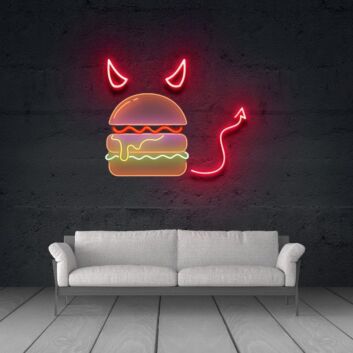 Burger-Devil Sign for Restaurants and Fun Spaces