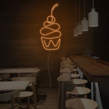 Cherry Cupcake Neon Sign for Dessert and Fun Spaces