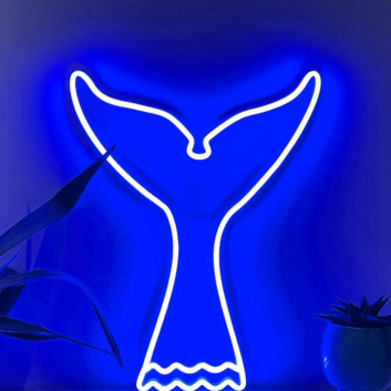 Tail Whale Wave Coastal-Themed Neon Sign