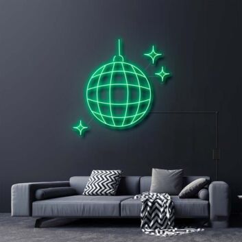 Disco Ball Neon Sign for Party and Social Spaces