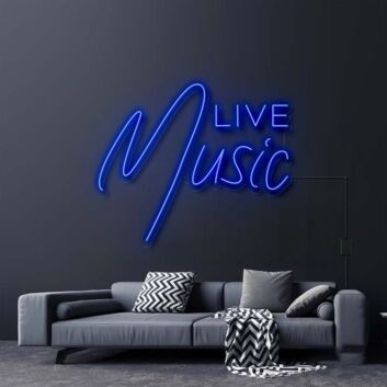 Live Music Neon Sign for Music Lovers and Social Spaces