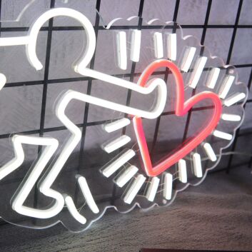 Radiant Glow Heart By Keith Haring Neon Sign for Artistic and Bold Spaces