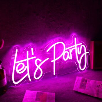 Pink Let&#039;s Party Neon Sign for Party and Social Spaces