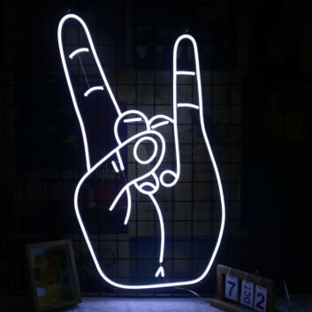Rock Never Die Gesture LED Neon Sign for Music Lovers