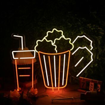 Drinks And Popcorn Custom Neon Sign for Movie Lovers
