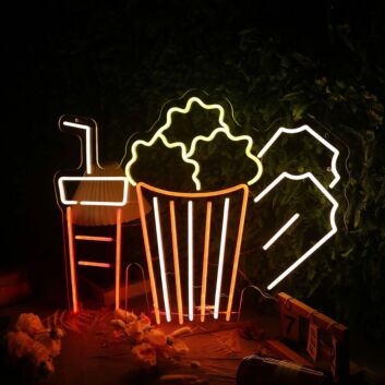 Drinks And Popcorn Custom Neon Sign for Movie Lovers