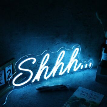 Shhh Blue Neon Sign for Quiet and Relaxation Spaces