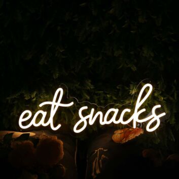 Eat Snacks Yellow Neon Sign for Food Lovers and Fun Spaces