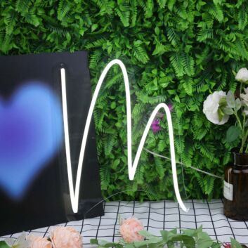Letter M White Neon Sign for Personalized Decor