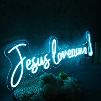 Jesus Loves You Blue Neon Sign for Religious and Spiritual Spaces