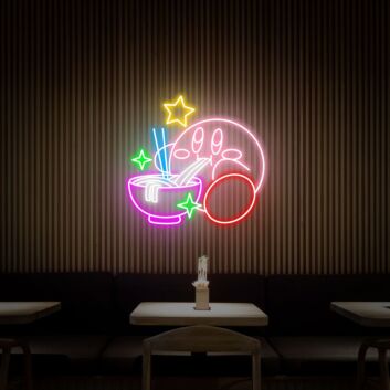 Kirby Ramen LED Neon Sign Kirby Noodles LED Neon Sign Kirby Gift for Anime Fans