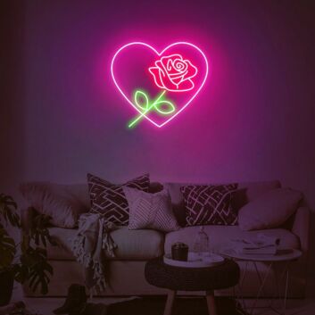 Love Heart Rose Neon Sign for Romantic and Elegant Spaces