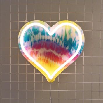 Tiedye Heart Neon Sign brings artistic flair to teen rooms