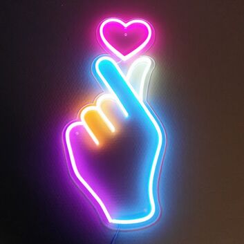 Finger Heart Neon Sign for cute and loving spaces