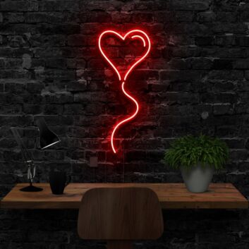 Balloon Heart Neon Sign for Romantic and Playful Spaces