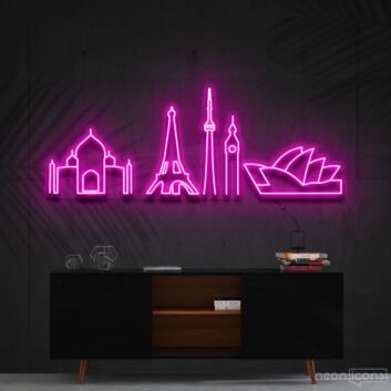 Iconic Monuments Neon Sign for Travel Lovers