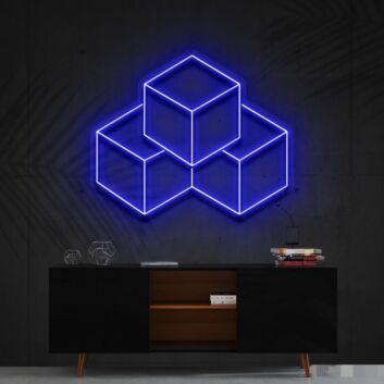 3D Cubes Neon Sign for Geometric Art Lovers